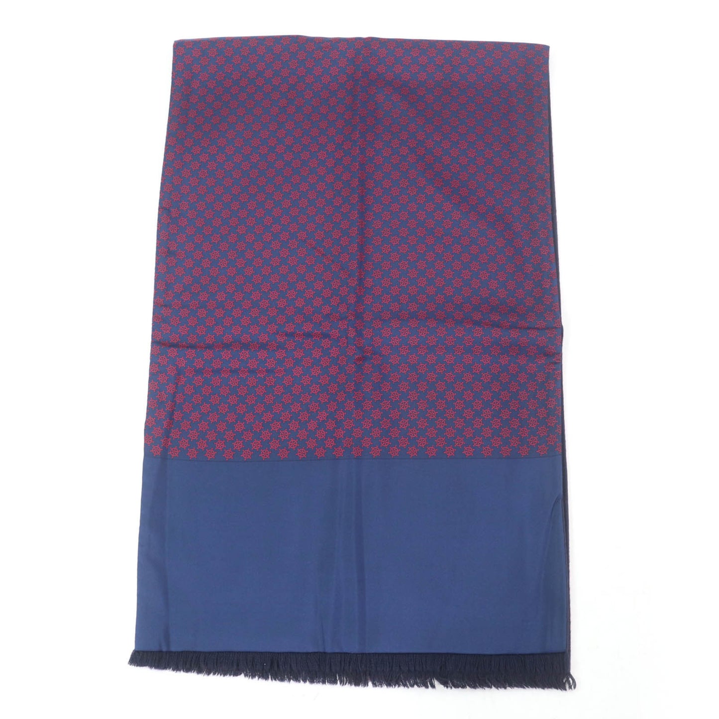 Hermes Silk Angora Anchor Pattern Fringed Shawl/Stole/Scarf