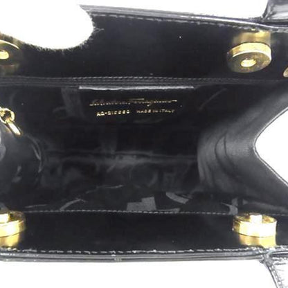 Salvatore Ferragamo Gancini Handbag 21 6660 Black Leather