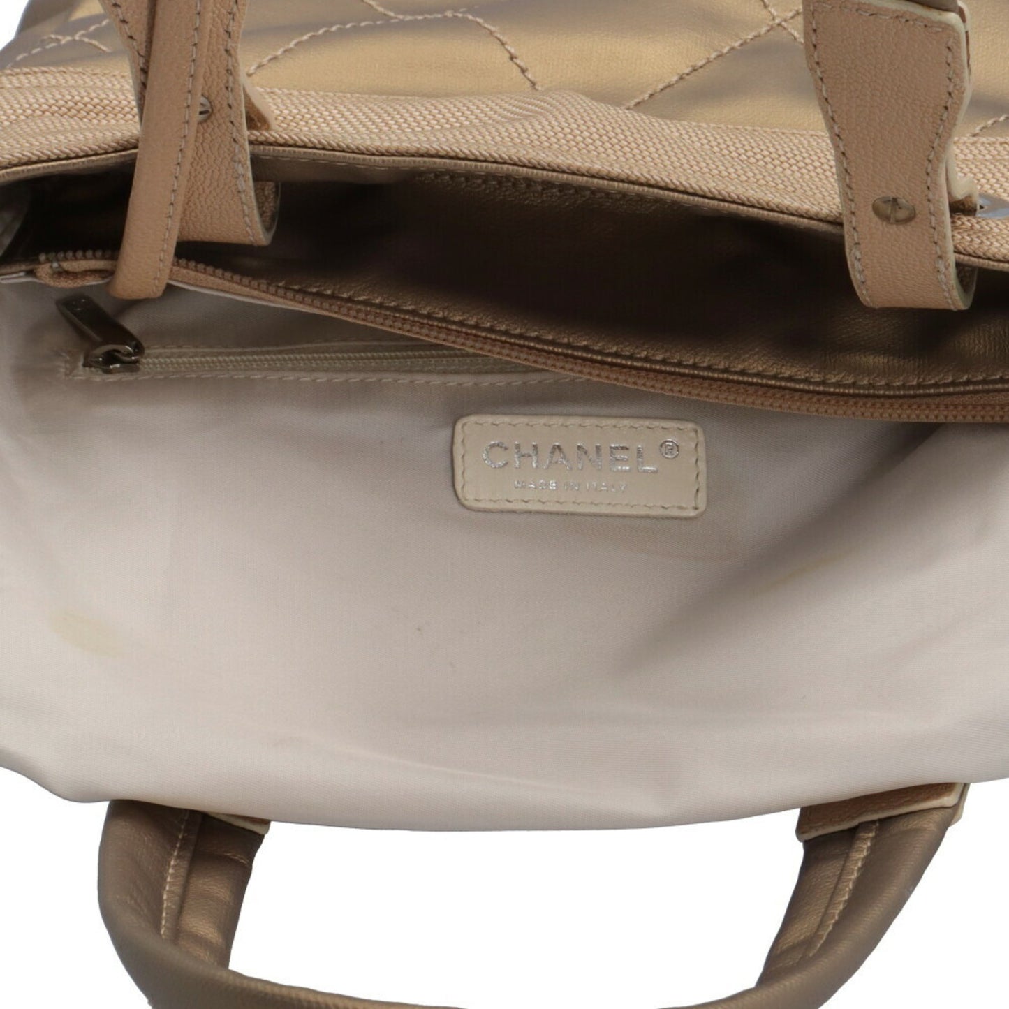 Chanel Paris Biarritz Pm Handbag Coated Canvas A34208 Gold