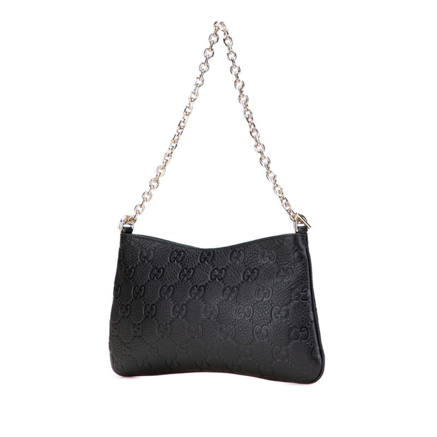 Gucci Gg Emblem Medium Chain Handbag/Shoulder Bag 2Way 815277 Black Leather