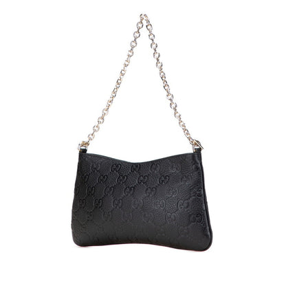 Gucci Gg Emblem Medium Chain Handbag/Shoulder Bag 2Way 815277 Black Leather