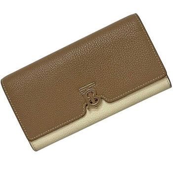 Burberry Bifold Long Wallet F-24432 Beige Brown Tb 8059622 1 Leather Burberry Two-Tone