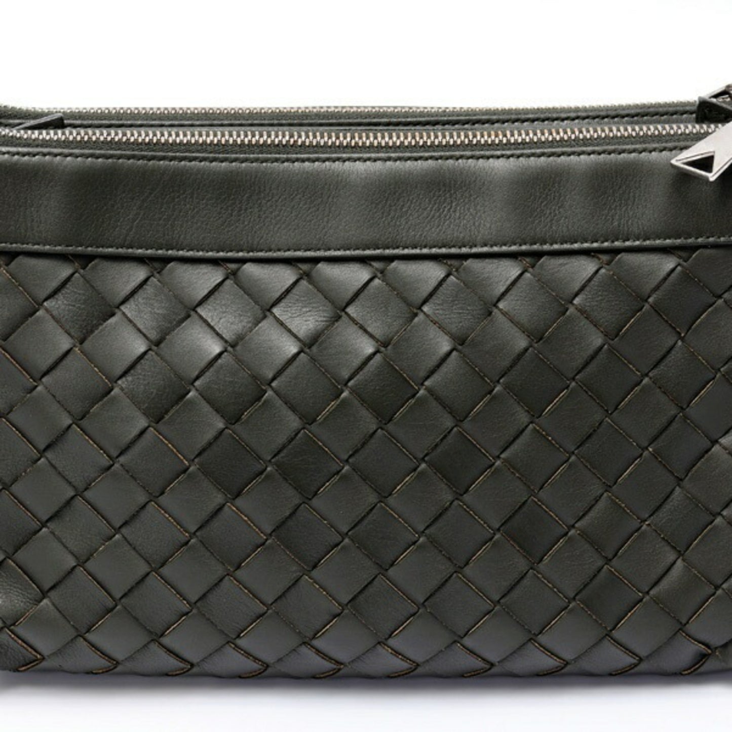 Bottega Veneta Intrecciato Duo Bag Shoulder 651938 Leather Khaki S-158362