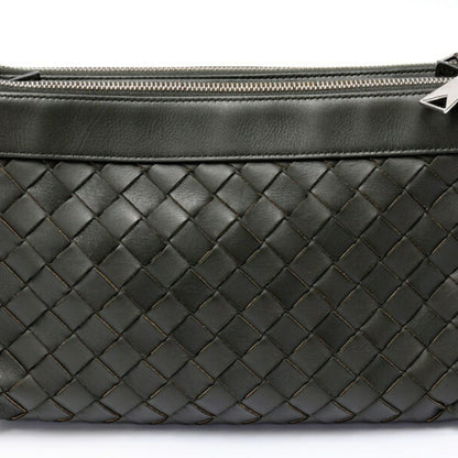 Bottega Veneta Intrecciato Duo Bag Shoulder 651938 Leather Khaki S-158362