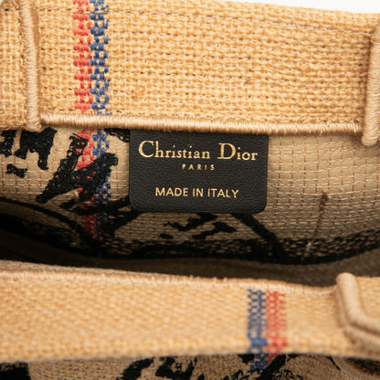 Christian Dior Dior Catherine Small Handbag Tote Bag Beige Multicolor Canvas Jute