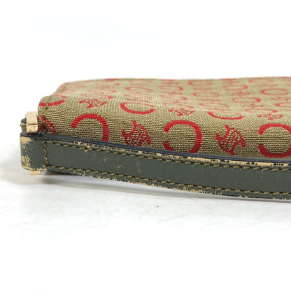 Celine Cmacadam Bag Mini Hand Bag Accessory Pouch Khaki X Red