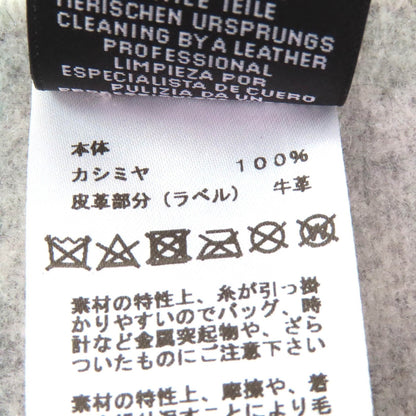 Hermes Neo Rocabar 100% Cashmere Gris Chine Leather Logo Patch Fringe Scarf/Shawl With Box