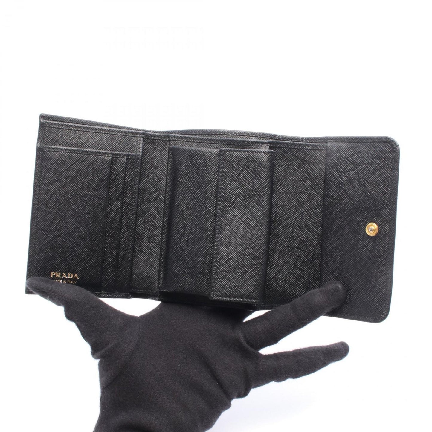 Prada Saffiano Metal Tri-Fold Wallet