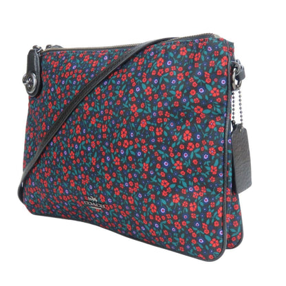 Coach Shoulder Bag F59436 Nylon Leather Black Multicolor Flower
