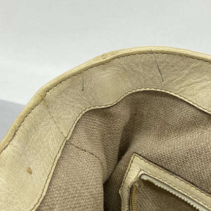 Gucci Bamboo Horsebit Handbag 154375 Leather Ivory Champagne