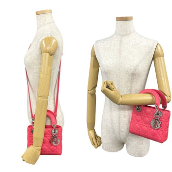 Christian Dior Lady Cannage Stitch Leather 2-Way Handbag/Shoulder Bag