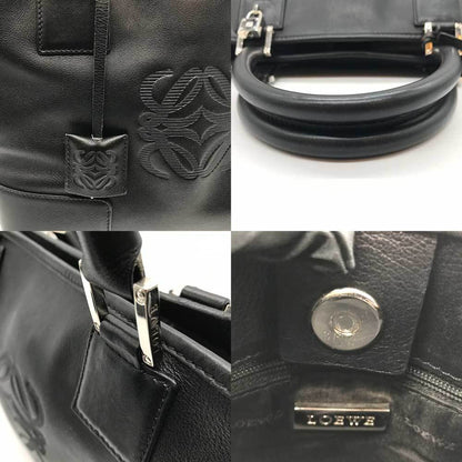 Loewe Fustat Tote Black Leather Bag Crochette