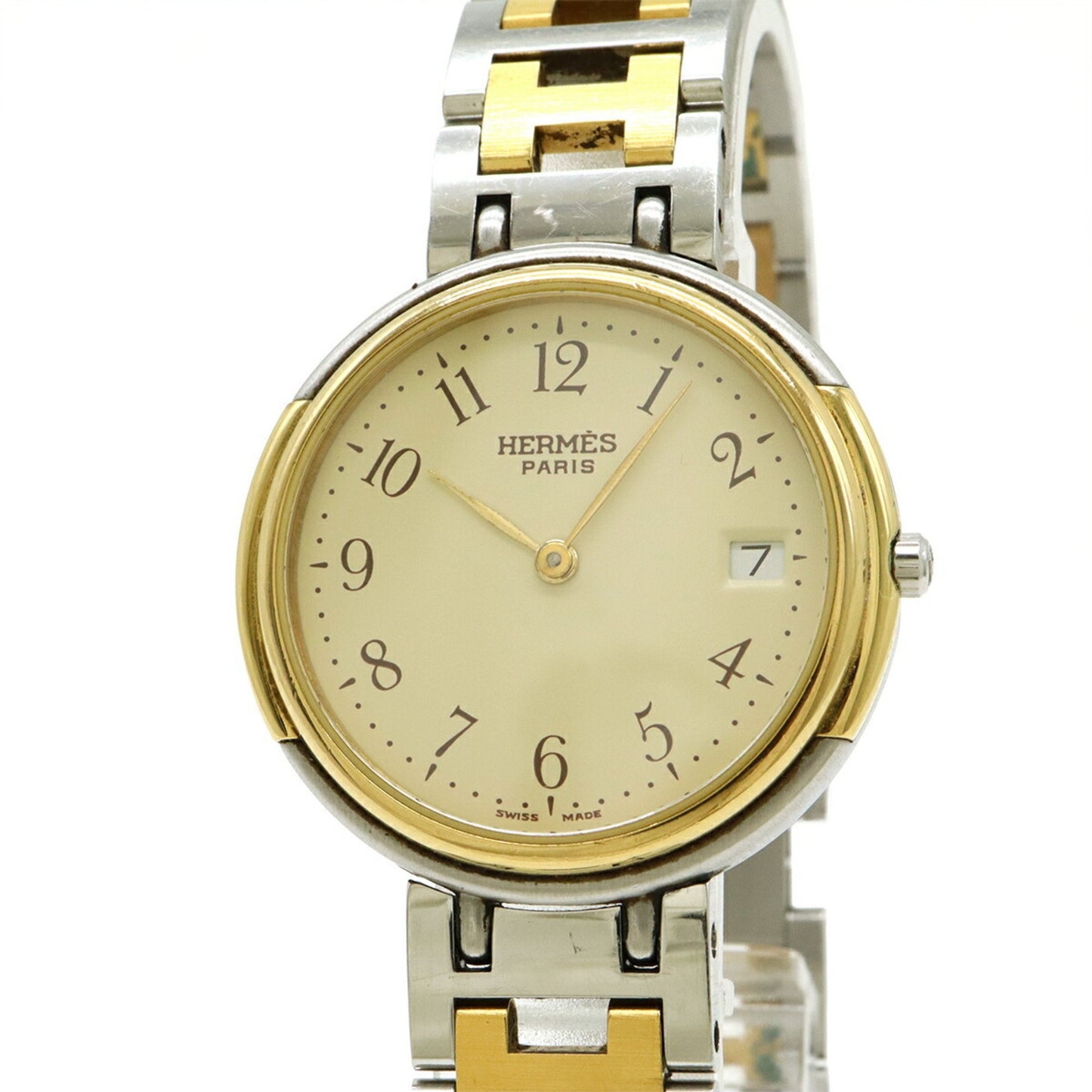 Hermes Windsor Date Ivory Dial Two-Tone Gp Stainless Steel
