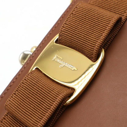 Salvatore Ferragamo Vara Chain Shoulder Bag Pochette Brown