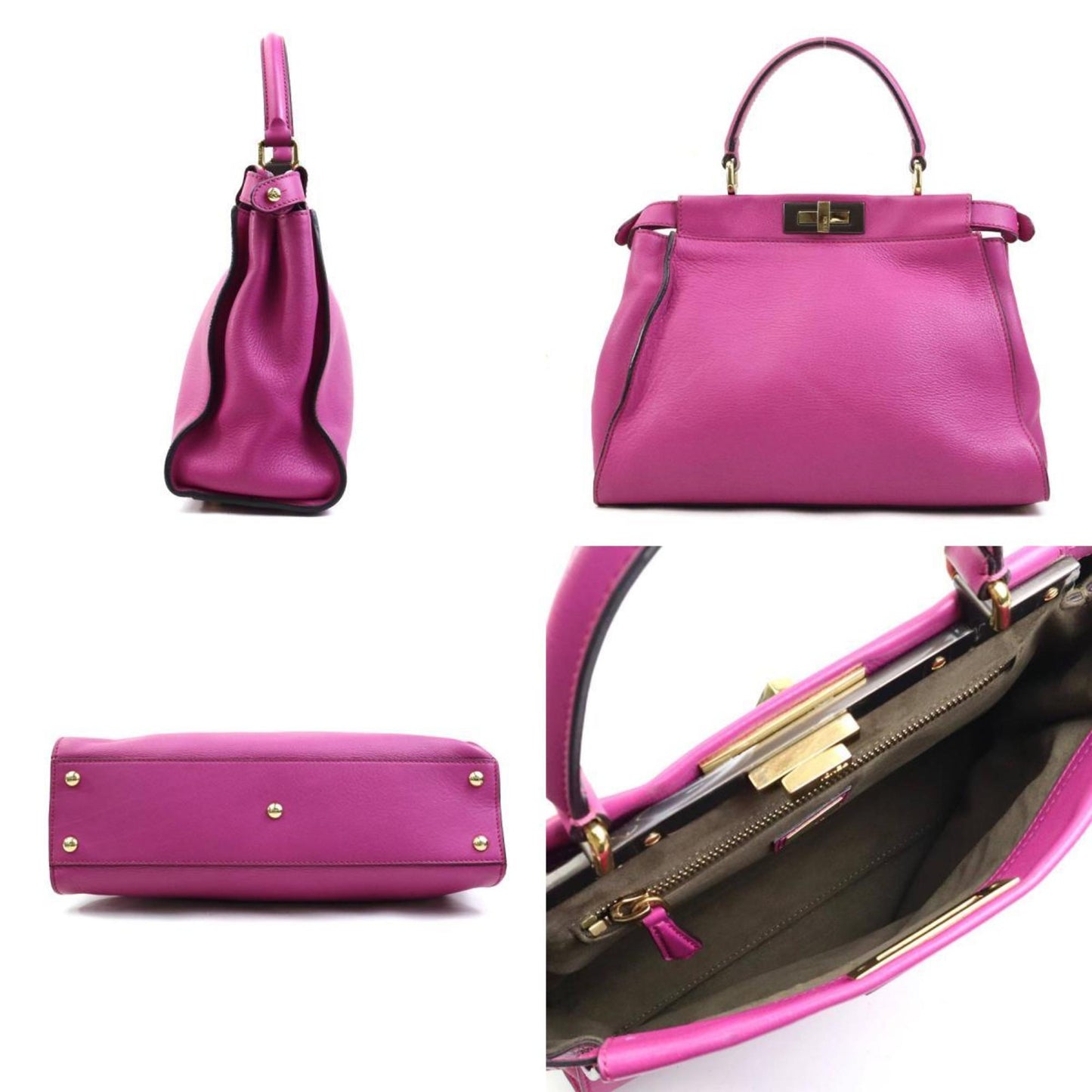 Fendi Handbag Shoulder Bag Peekaboo Leather Magenta