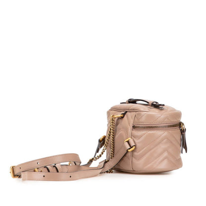 Gucci Gg Marmont Quilted Backpack 598594 Beige Leather