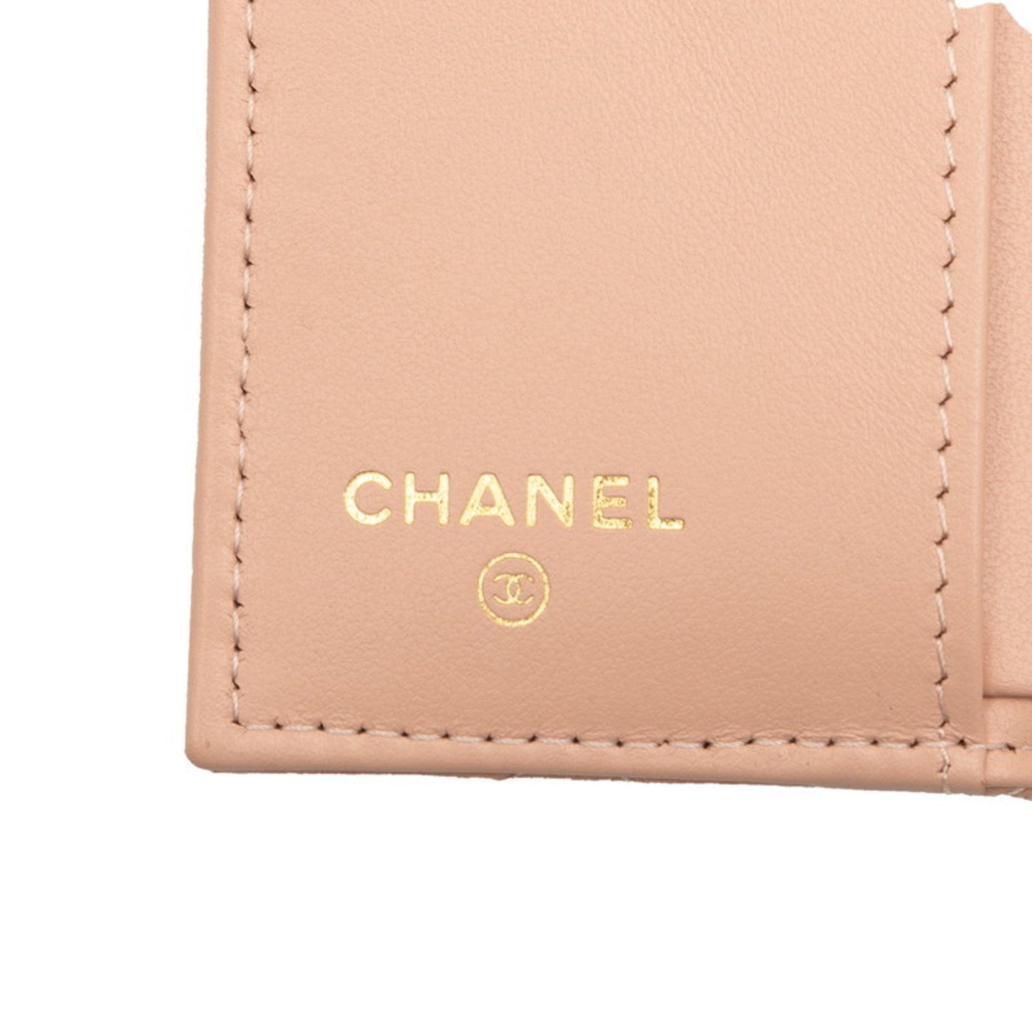 Chanel Matelasse Coco Mark Tri-Fold Wallet In Pink Caviar Skin