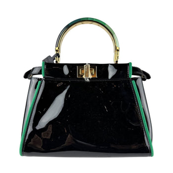 Fendi Handbag Shoulder Bag Mini Peekaboo Iconic Enamel Black X Green