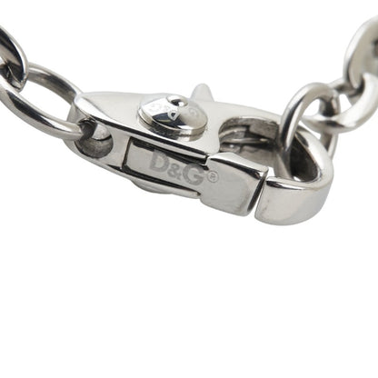 Dolce & Gabbana Logo Dog Tag Plate Necklace In Silver Metal