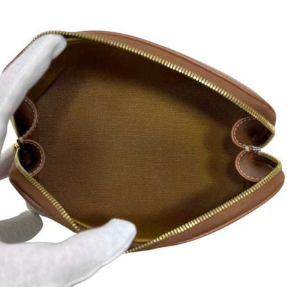 Celine Mini Pouch F-24383 White/Brown Triomphe Print 4M1622Czj Pvc Leather W-Ie-3274