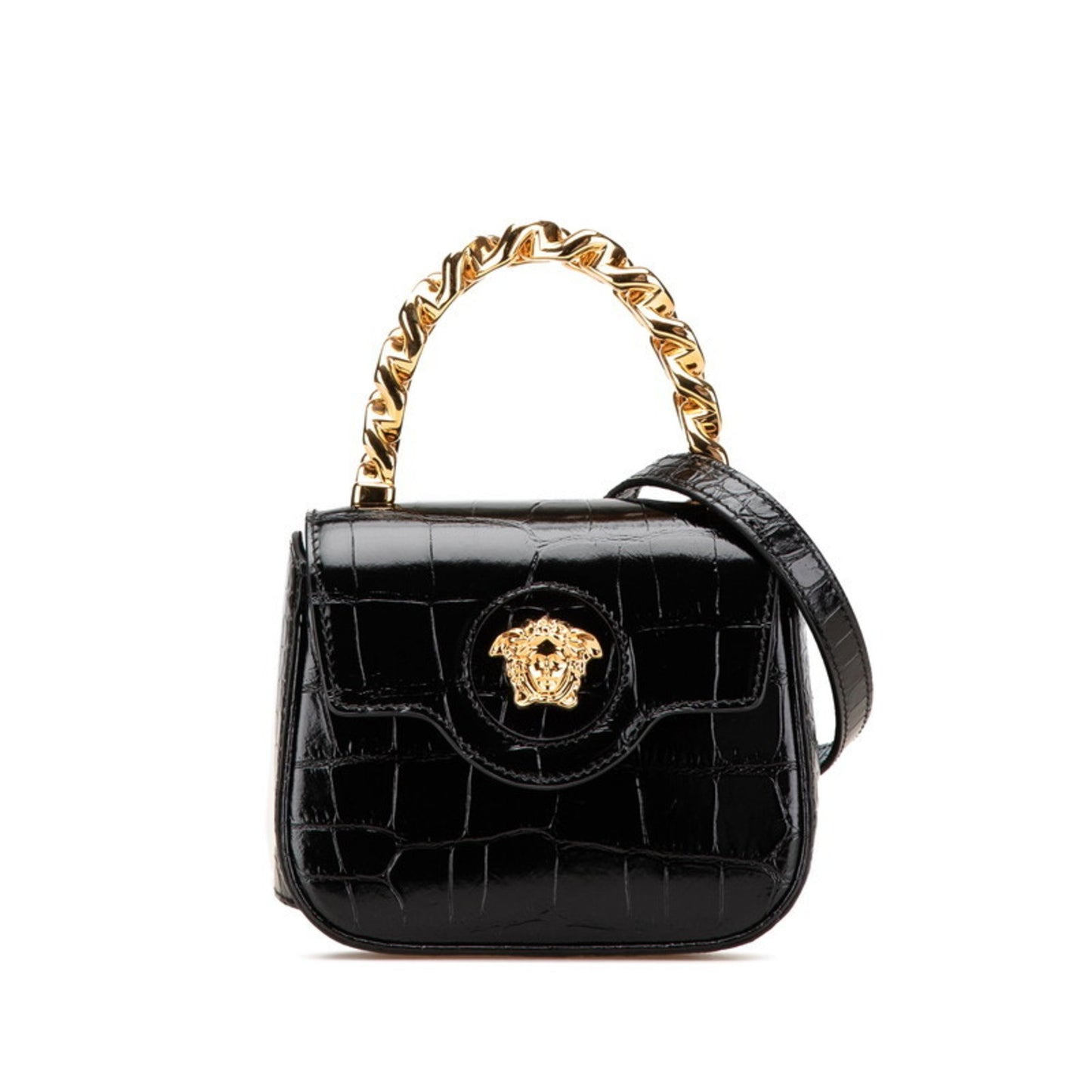 Versace Medusa Crocodile Embossed Handbag/Shoulder Bag