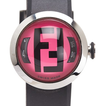 Fendi Bousra Watch 8010L Quartz Pink Dial Stainless Steel Rubber