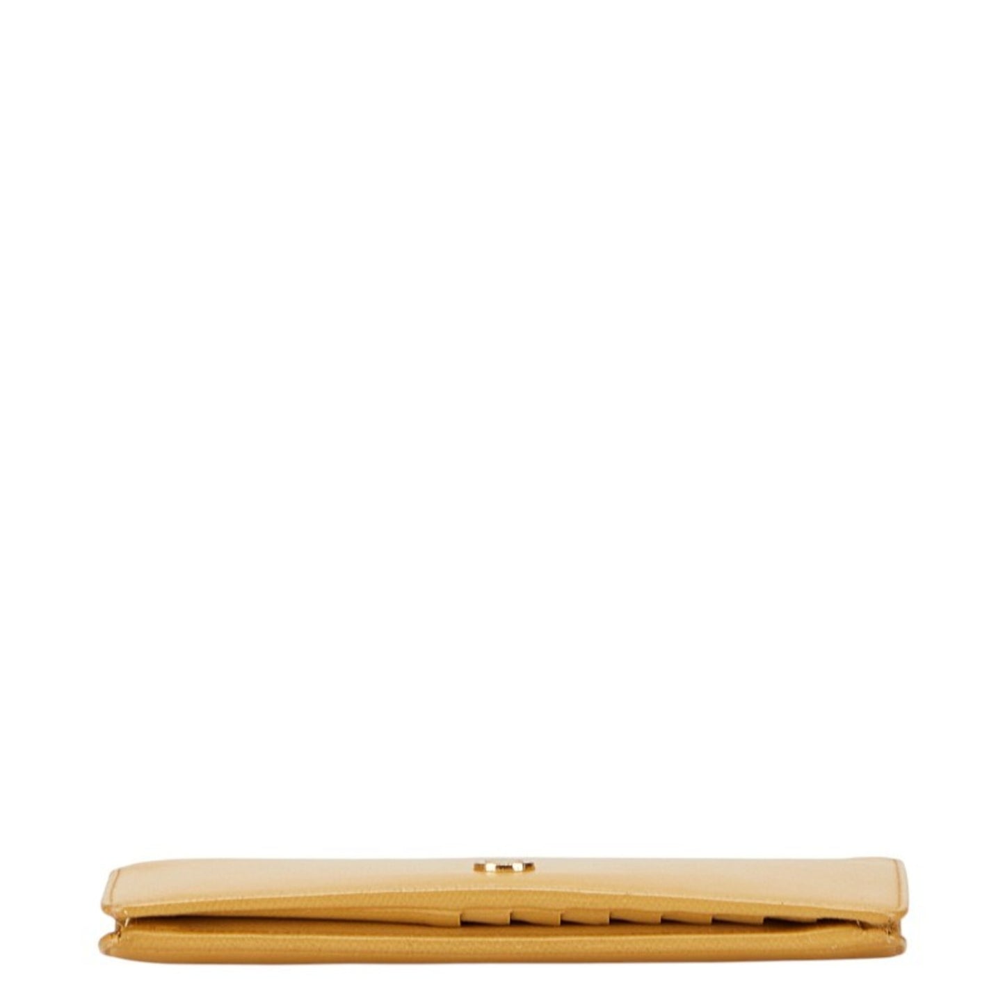 Chanel Coco Button Long Wallet Yellow Leather