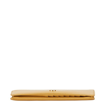 Chanel Coco Button Long Wallet Yellow Leather