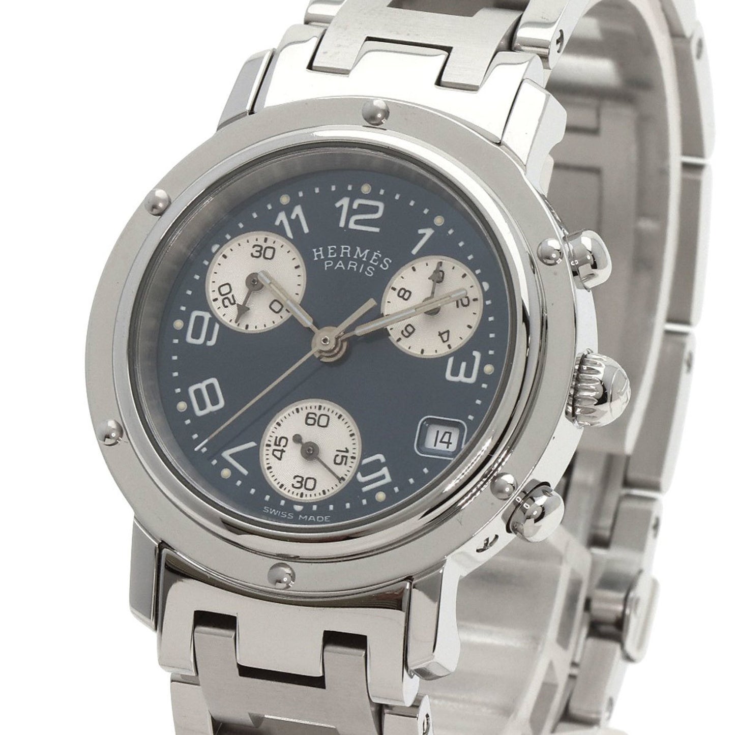 Herms Cl1.310 Clipper Chronograph Watch In Stainless Steel/Ss
