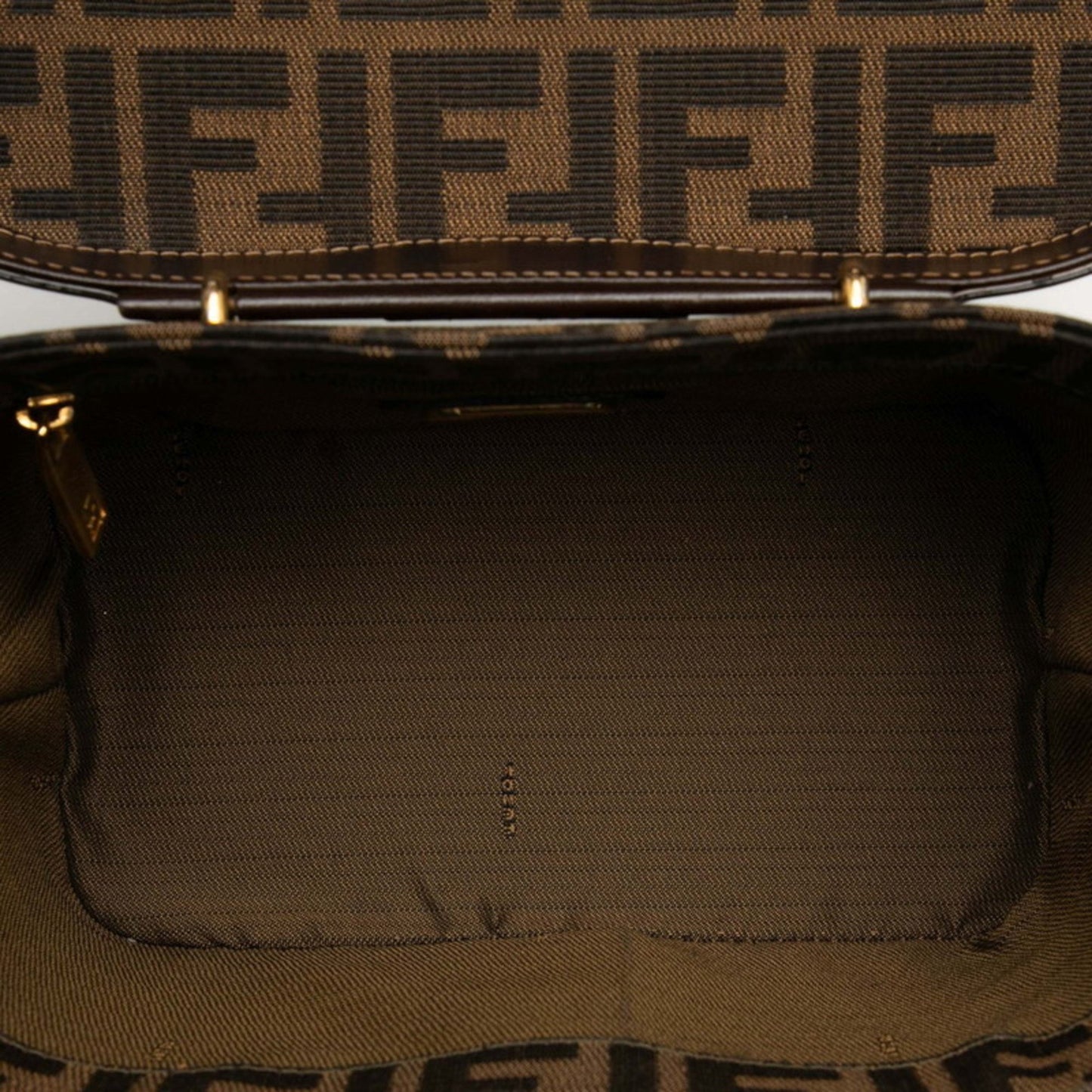 Fendi Zucca Shoulder Bag Vanity 2-Way Brown Canvas Leather