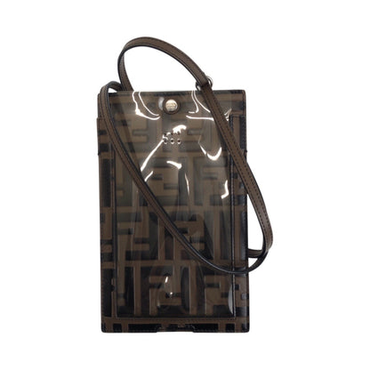 Fendi Zucca Pattern Brown Leather With Silver Hardware
