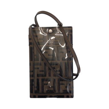 Fendi Zucca Pattern Brown Leather With Silver Hardware