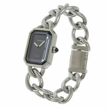 Chanel Premiere M Watch H0452 Stainless Steel Quartz Analog Display Black Dial