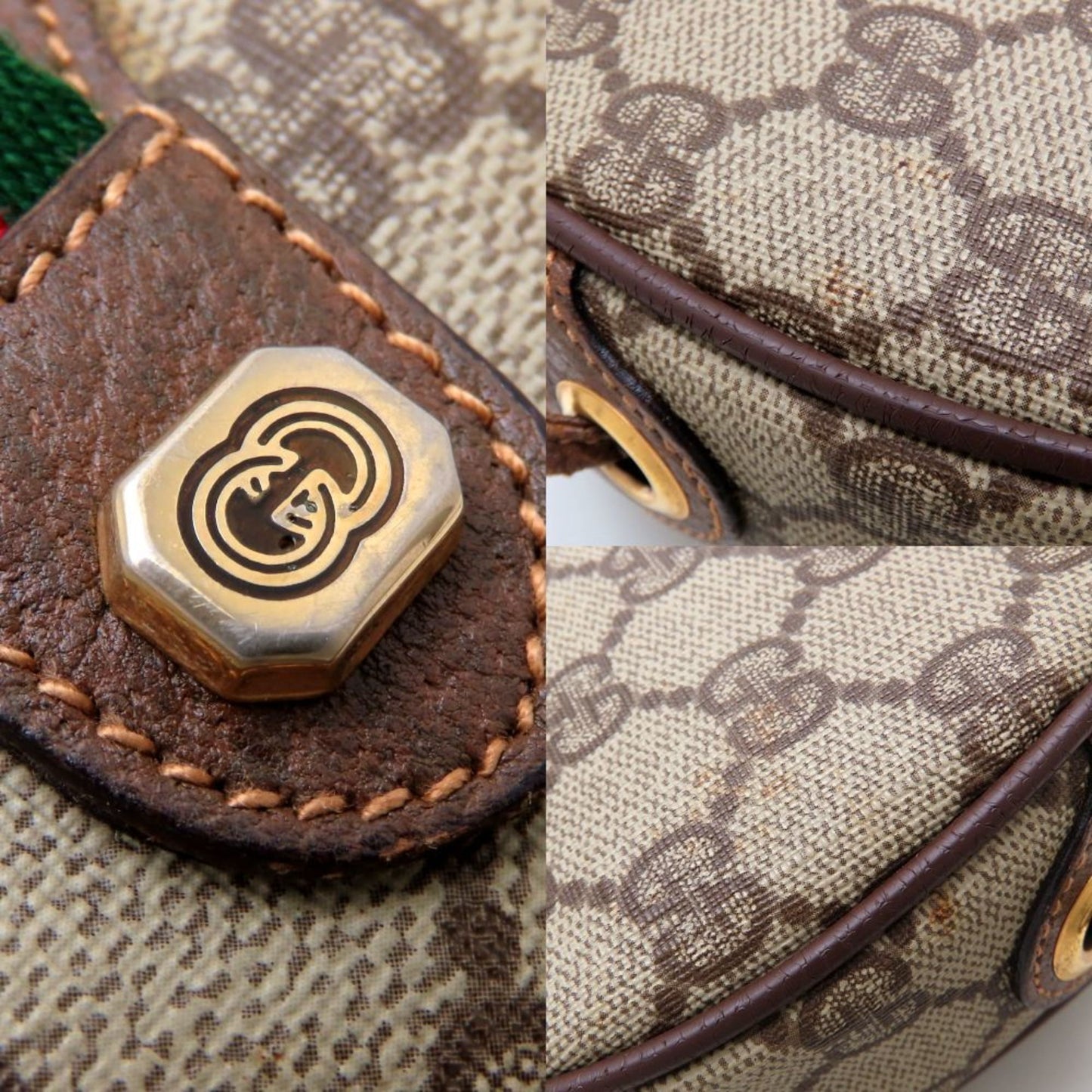 Gucci Gg Plus Sherry Line Old Gucci 007.58.6112 Shoulder Bag In Supreme Canvas And Leather
