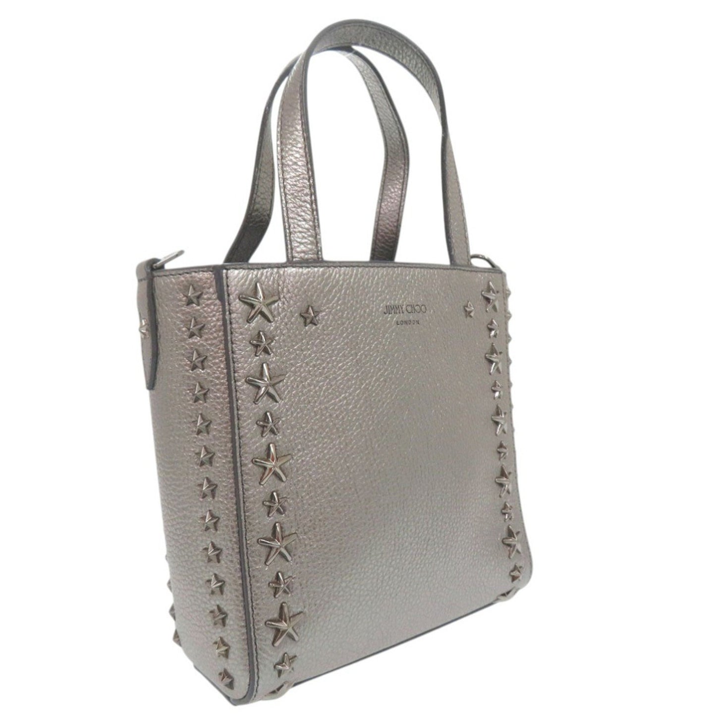 Jimmy Choo 2-Way Mini Pegasi Star Stud Handbag In Silver Leather