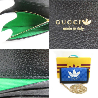 Gucci Wallet Chain Adidas Collaboration Leather Blue X Black White