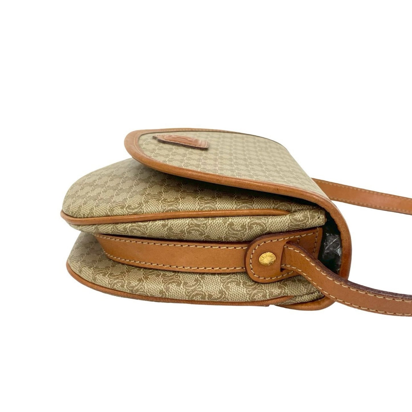 Celine Macadam Blason Triomphe Logo Leather Shoulder Bag In Beige