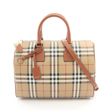 Burberry Check Handbag Leather Coated Canvas