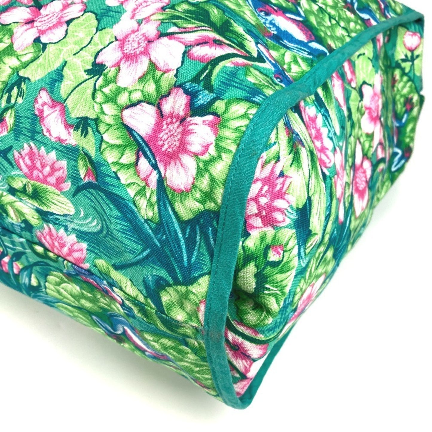 Hermes Vintage Frog Floral Print Tote Bag/Boston Bag/Shoulder Bag