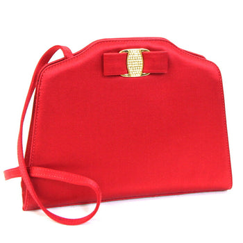 Salvatore Ferragamo Shoulder Bag Vara A219168 Red Satin Ribbon
