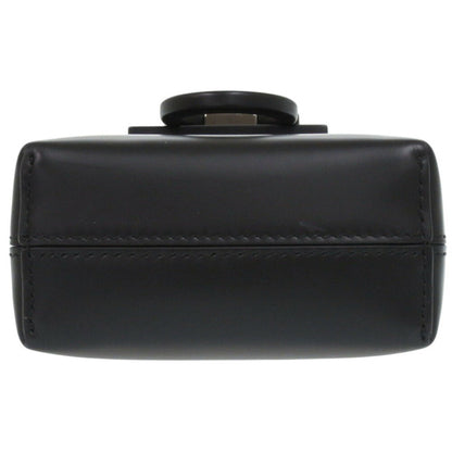 Like New Salvatore Ferragamo Gancini Trifoglio Leather Black Handbag