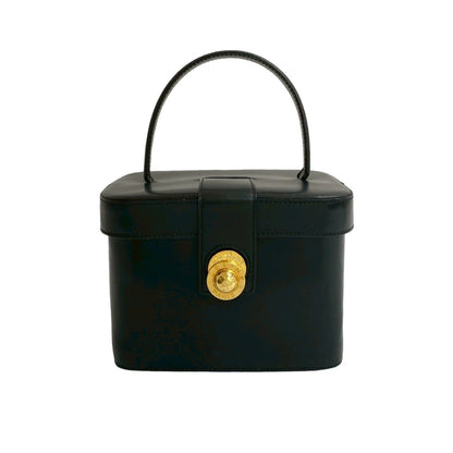Celine Star Ball Logo Hardware Calfskin Leather Handbag Vanity Bag Black 44304