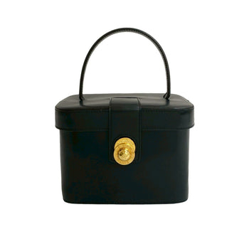 Celine Star Ball Logo Hardware Calfskin Leather Handbag Vanity Bag Black 44304