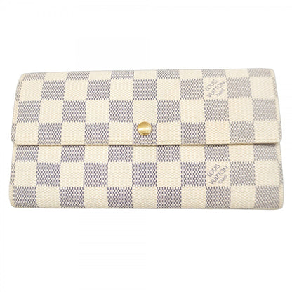 Louis Vuitton Damier Azur Portefeuille Sarah Long Wallet N61735 White