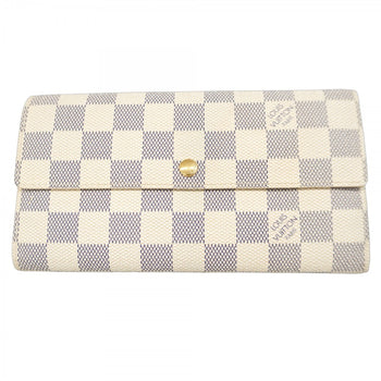 Louis Vuitton Damier Azur Portefeuille Sarah Long Wallet N61735 White