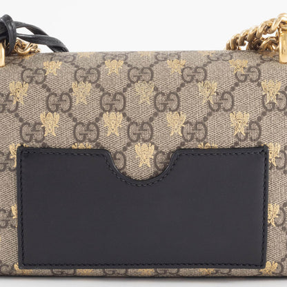Gucci Bee Gg Supreme Leather Padlock Chain Shoulder Bag