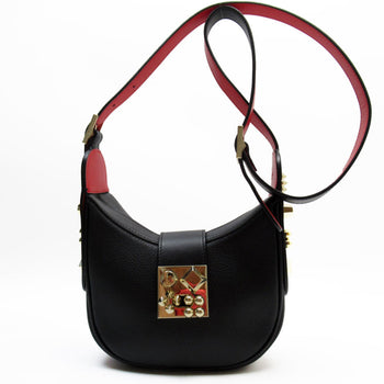 Christian Louboutin Shoulder Bag Leather Black X Red