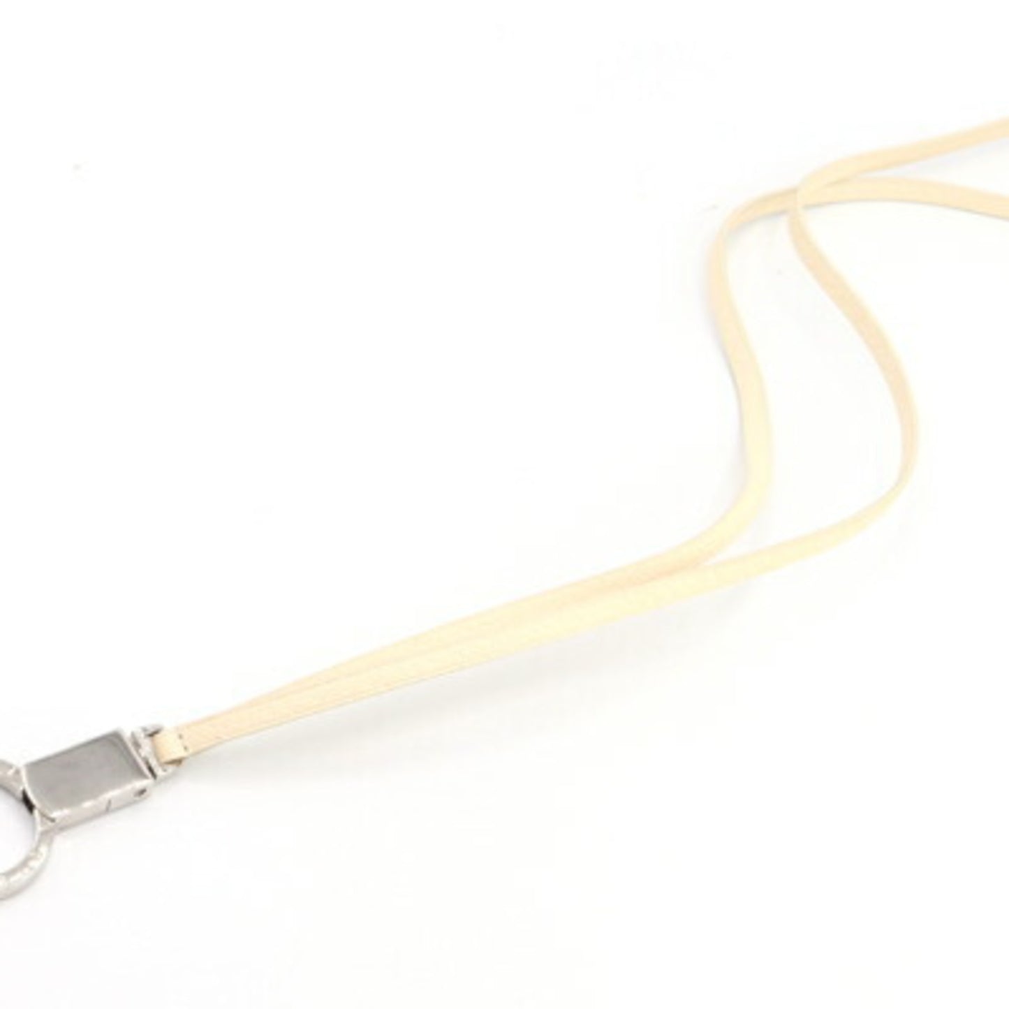 Bvlgari B.Zero1 Neck Strap Keychain 22170 Ivory Silver Leather Metal Key Ring