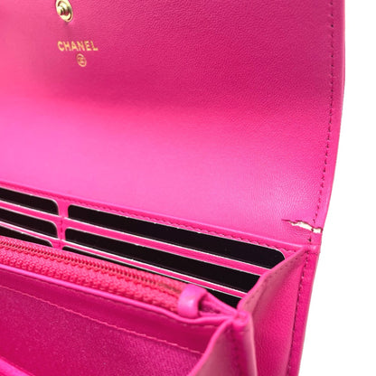 Chanel A80286 Matelasse Zip Around Long Wallet Pink Goldhardware