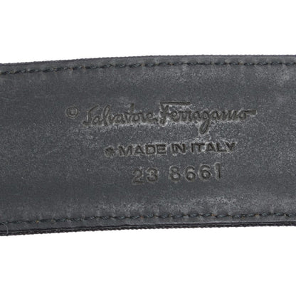 Salvatore Ferragamo Vara Buckle Belt Size: S Black Silver Leather Nylon